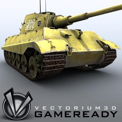 3D Model of Game Ready Low Poly King Tiger model - 3D Render 4